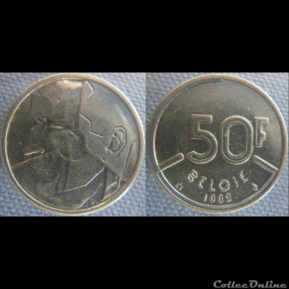 monnaie monde belgique 50 francs 1989 fl