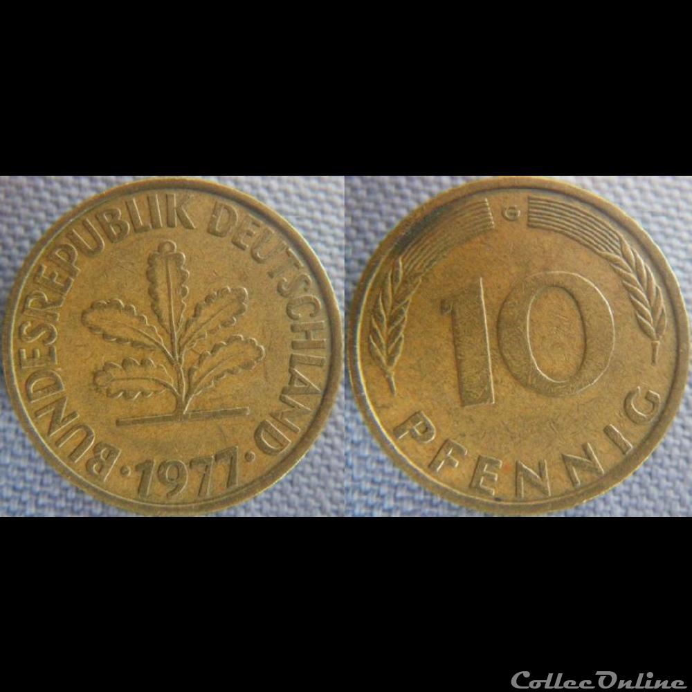 10 Pfennig 1977 G monnaie monde allemagne 10 pfennig 1977 g