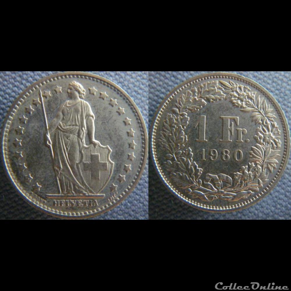 1 Franc 1980 monnaie monde suisse 1 franc 1980