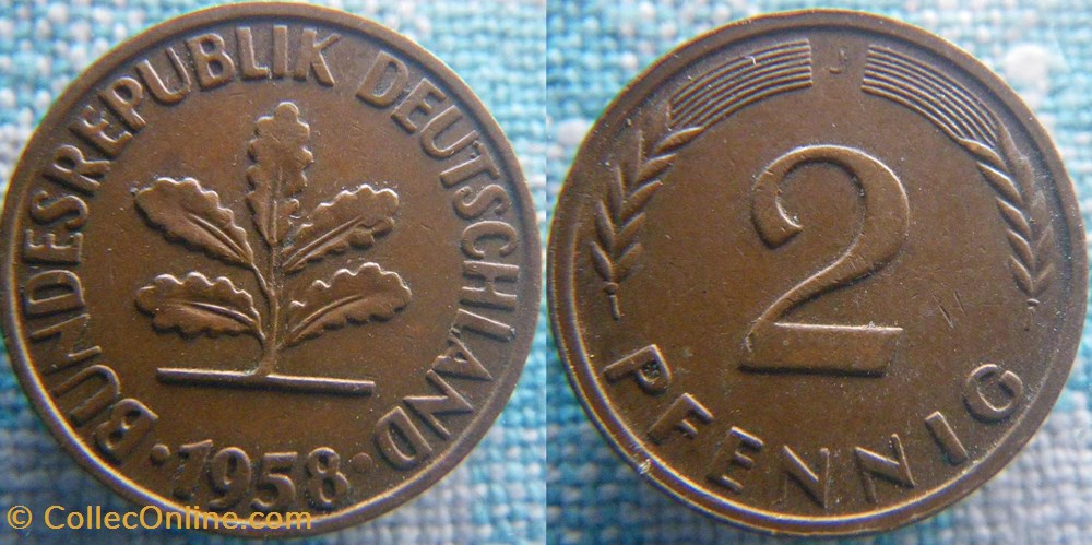 2 Pfennig 1958 J monnaies monde allemagne 2 pfennig 1958 j