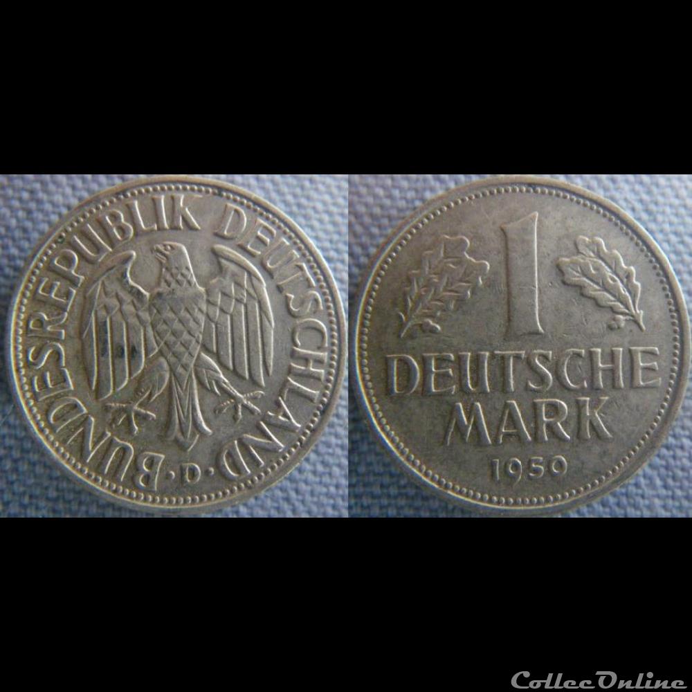 1 Mark 1950 D monnaie monde allemagne 1 mark 1950 d