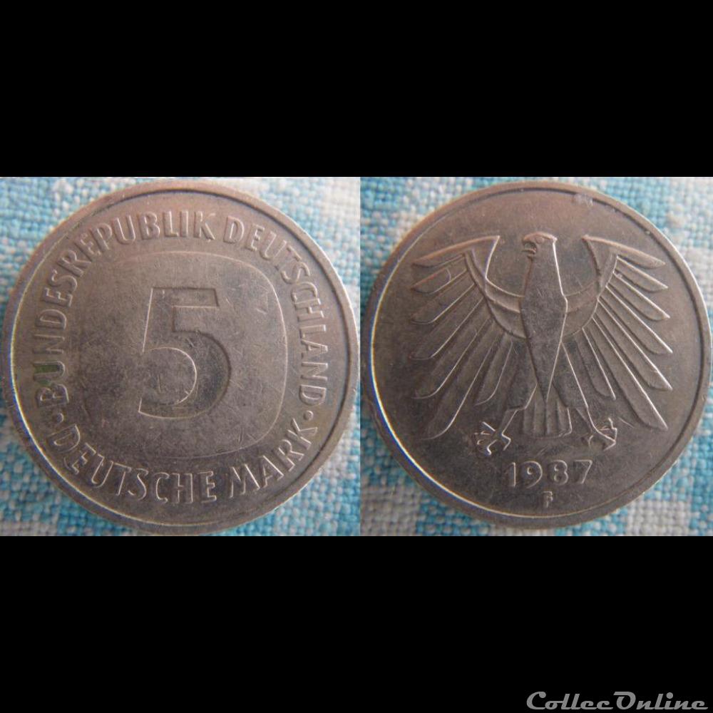 5 mark 1987 F monnaie monde allemagne 5 mark 1987 f