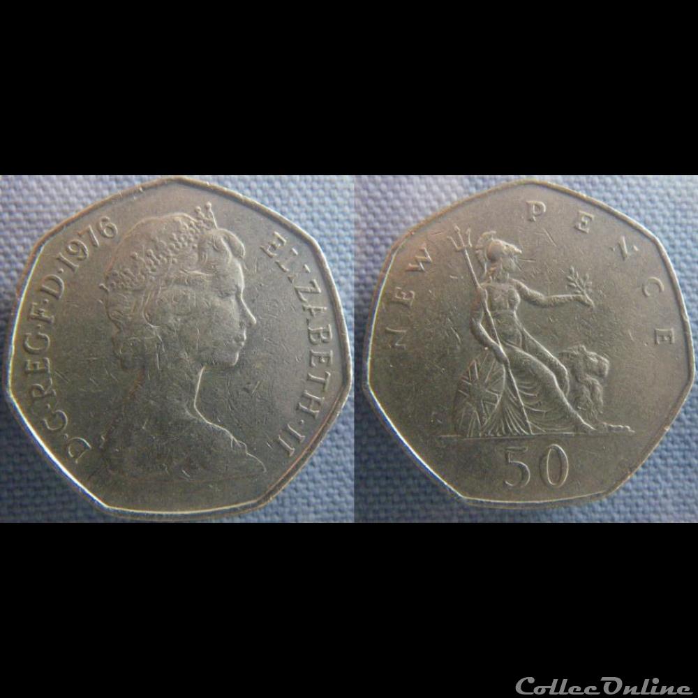 50 New Pence 1976 monnaie monde royaume uni 50 new pence 1976