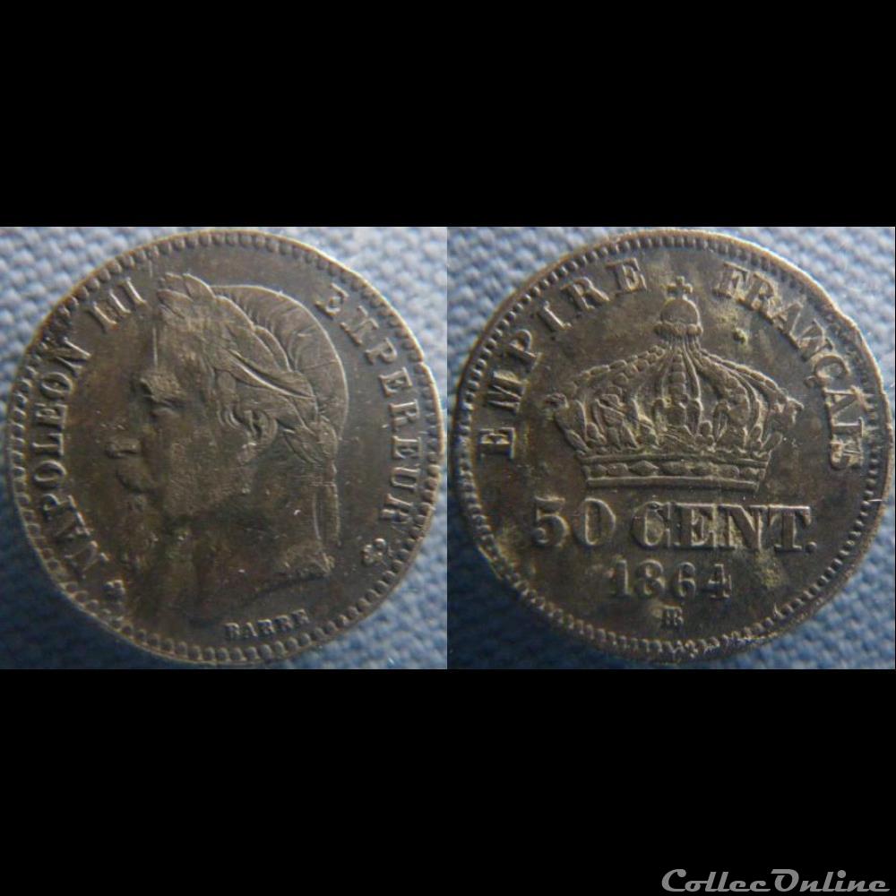 50 centimes 1864 BB monnaie france moderne 50 centimes 1864 bb