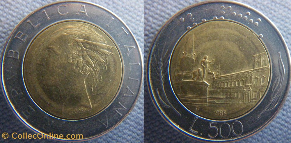 monnaies monde italie 500 lire 1985