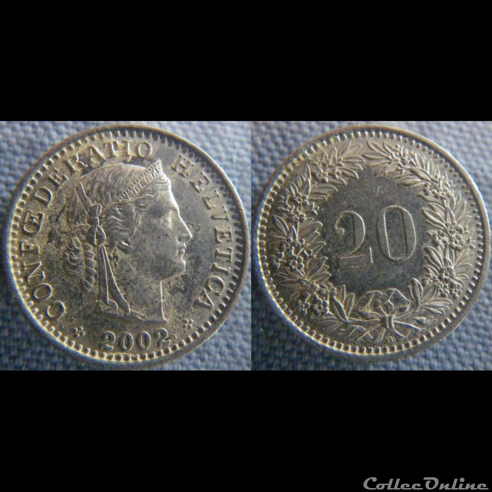 20 Rappen 2002 B monnaie monde suisse 20 rappen 2002 b