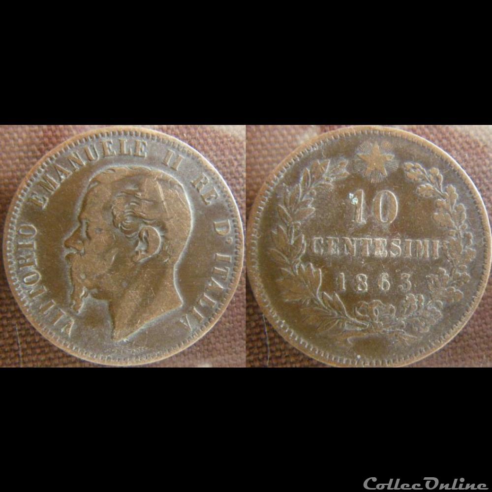 10 centesimi 1863 monnaie monde italie 10 centesimi 1863