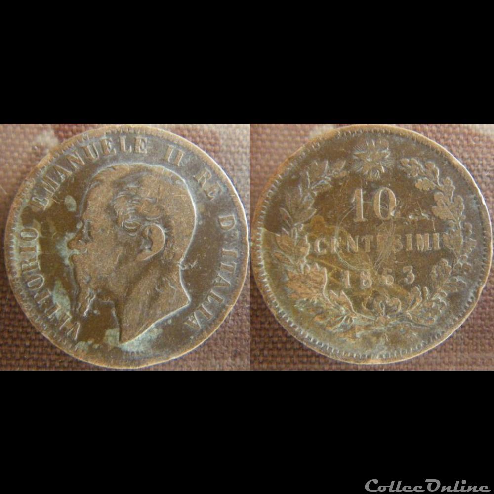 10 centesimi 1863 monnaie monde italie 10 centesimi 1863