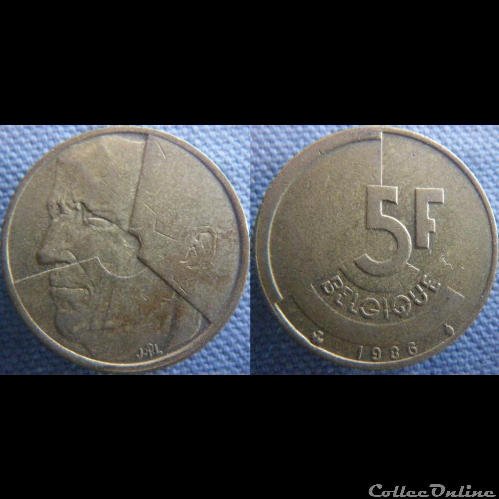 monnaie monde belgique 5 francs 1986 fr