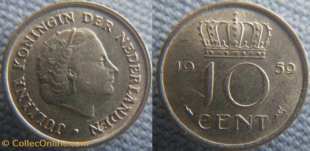 monnaies monde pays bas 10 cents 1959