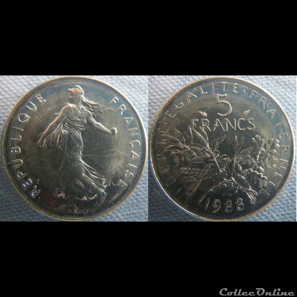 monnaie france moderne 5 francs 1988