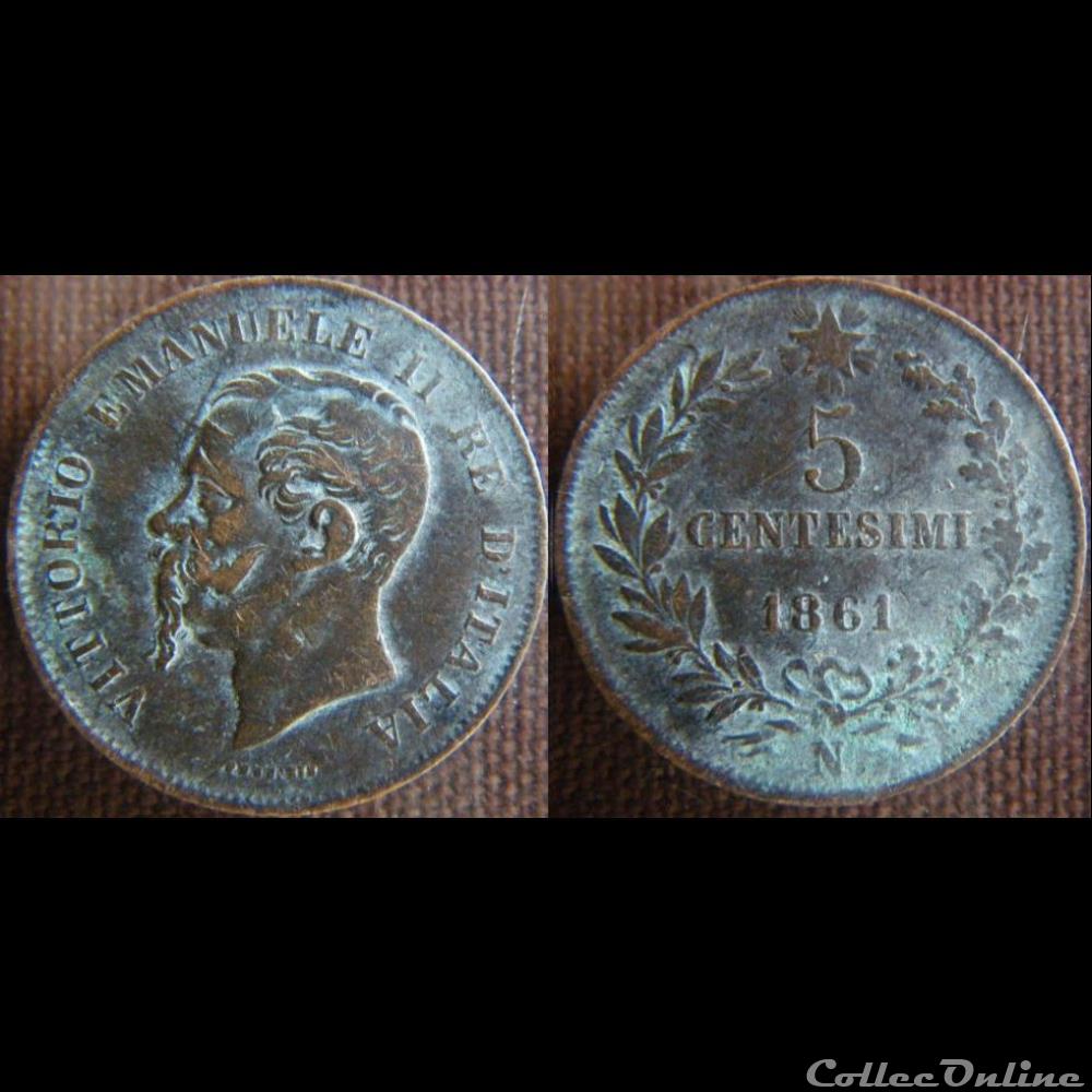 5 centesimi 1861 N monnaie monde italie 5 centesimi 1861 n