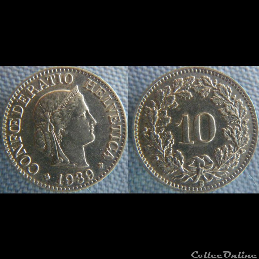 monnaie monde suisse 10 rappen 1939 b