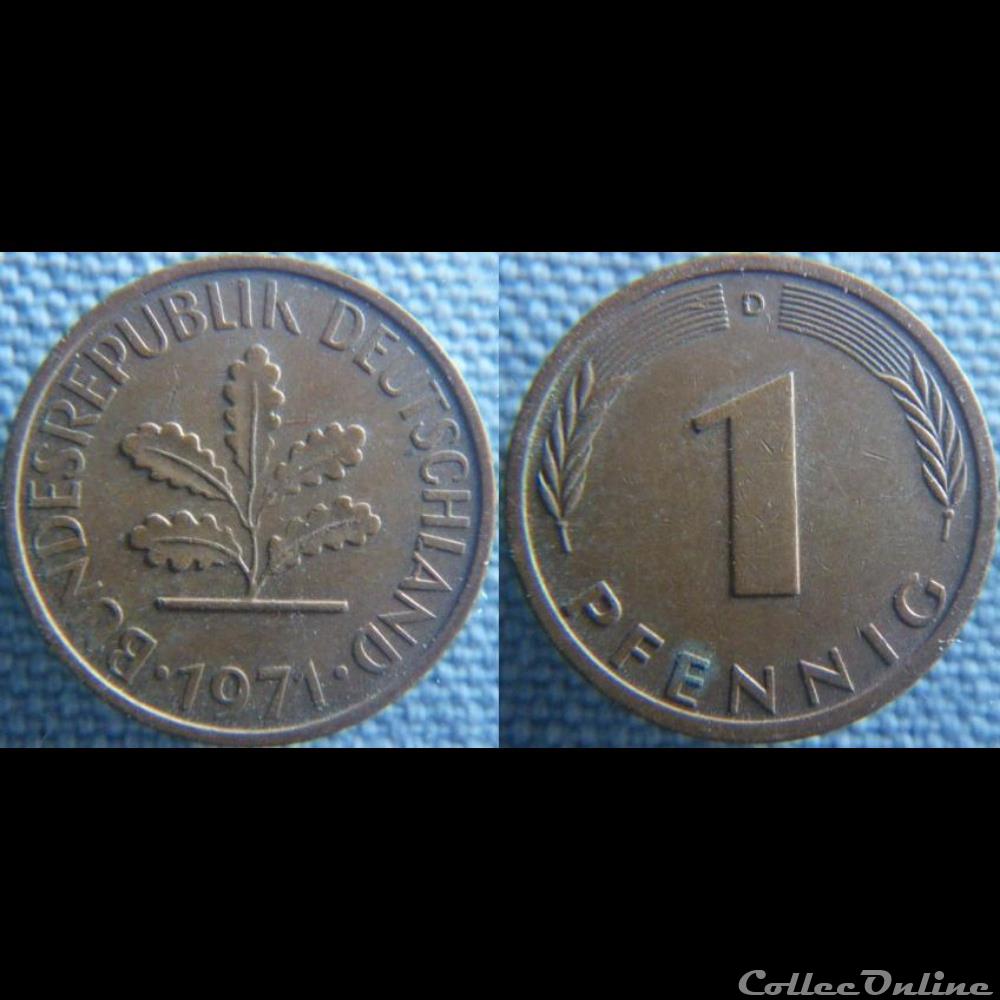 1 pfennig 1971 D monnaie monde allemagne 1 pfennig 1971 d