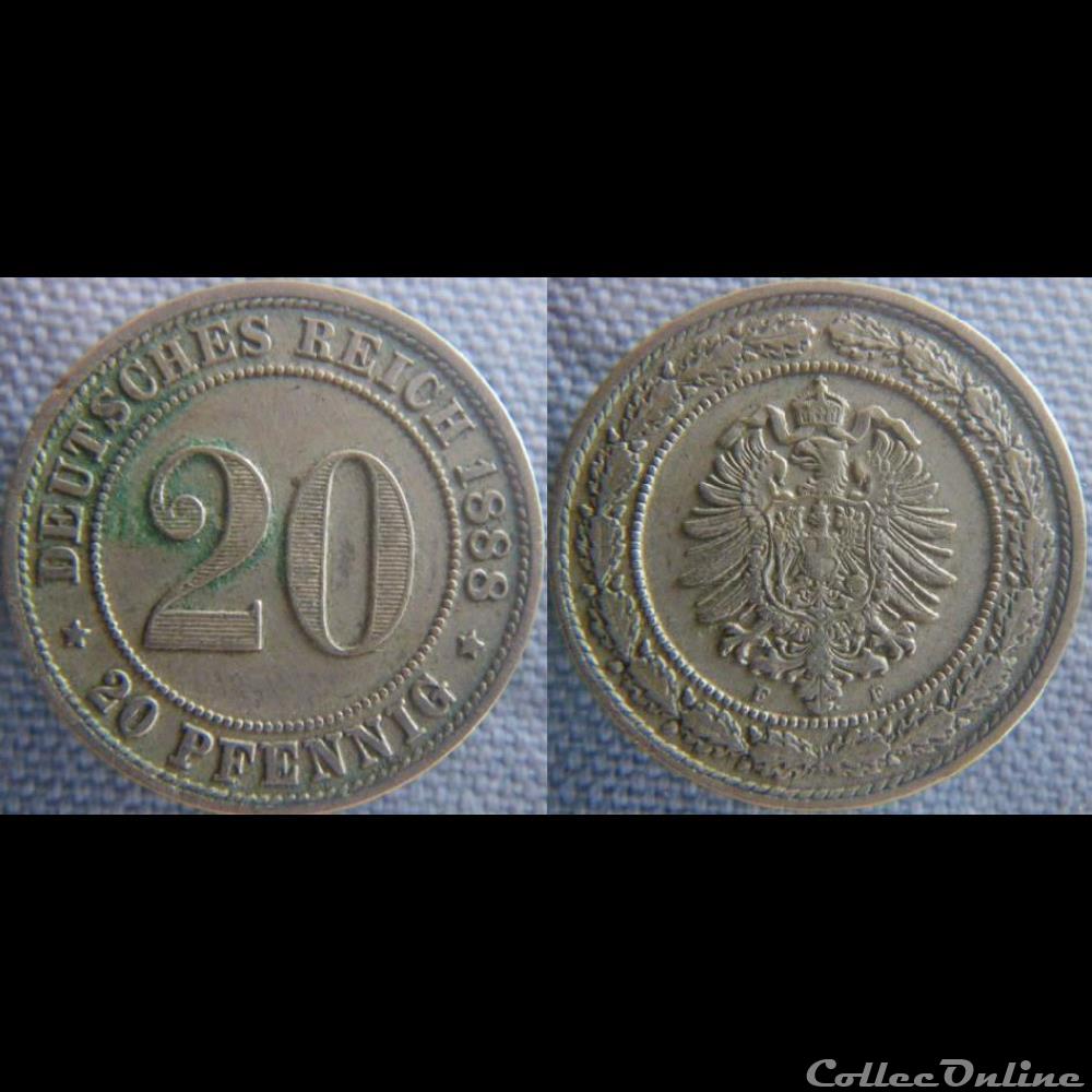 20 Pfennig 1888 F monnaie monde allemagne 20 pfennig 1888 f