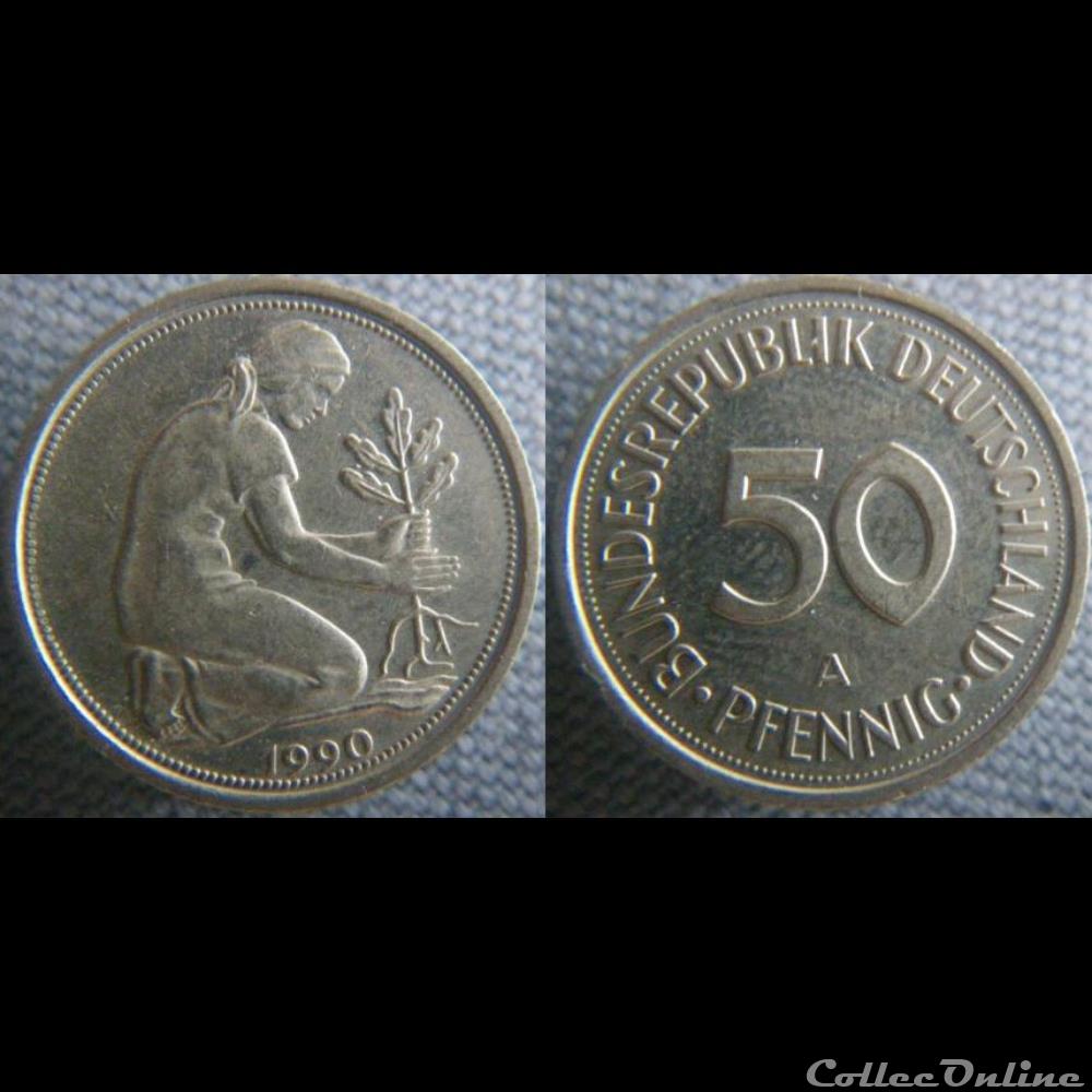 50 Pfennig 1990 A monnaie monde allemagne 50 pfennig 1990 a