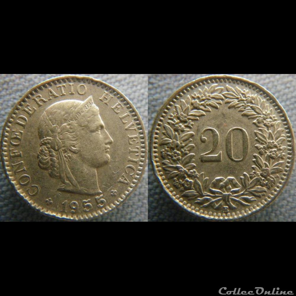 20 Rappen 1955 B monnaie monde suisse 20 rappen 1955 b