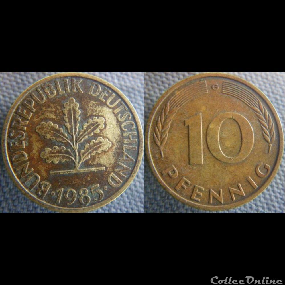 monnaie monde allemagne 10 pfennig 1985 g