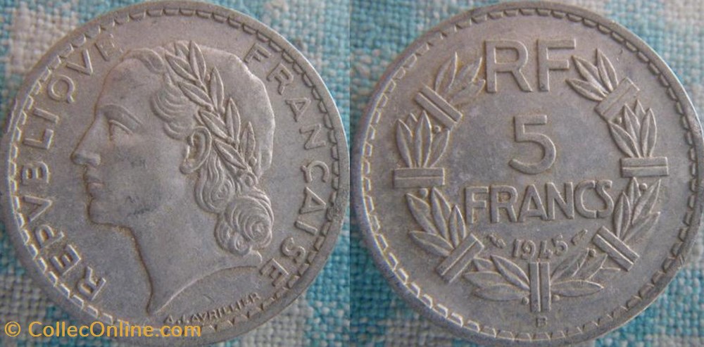 5 Francs 1945 B monnaie france moderne 5 francs 1945 b