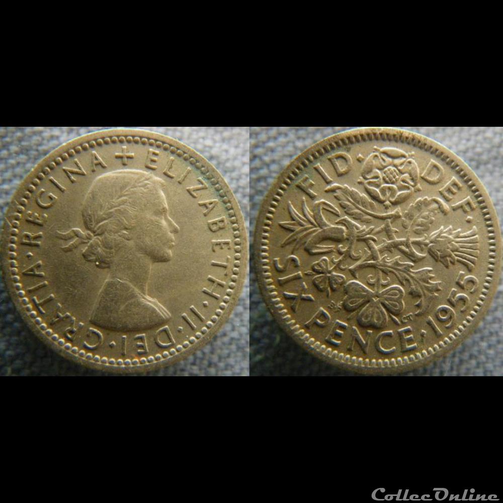 6 Pence 1955 monnaie monde royaume uni 6 pence 1955
