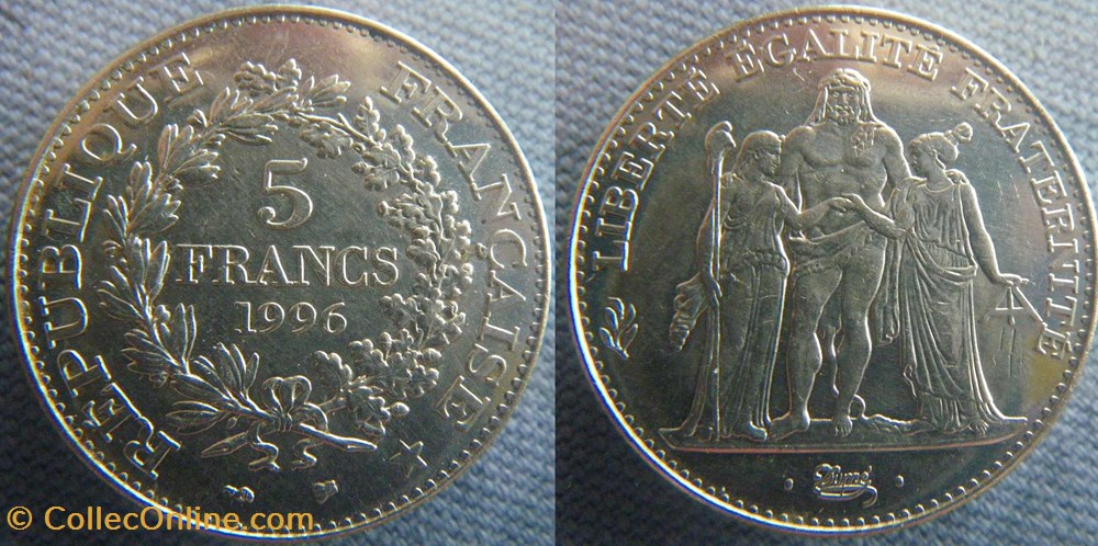 5 Francs 1996 Hercule monnaies france modernes 5 francs 1996 hercule