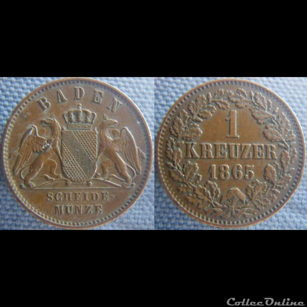 1 Kreuzer 1865 Bade monnaie monde allemagne 1 kreuzer 1865 bade