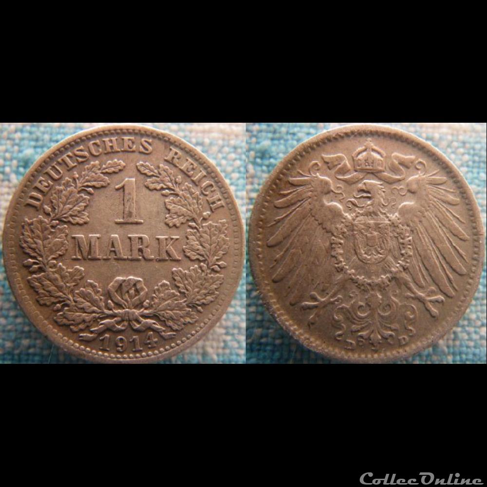 1 mark 1914 D monnaie monde allemagne 1 mark 1914 d