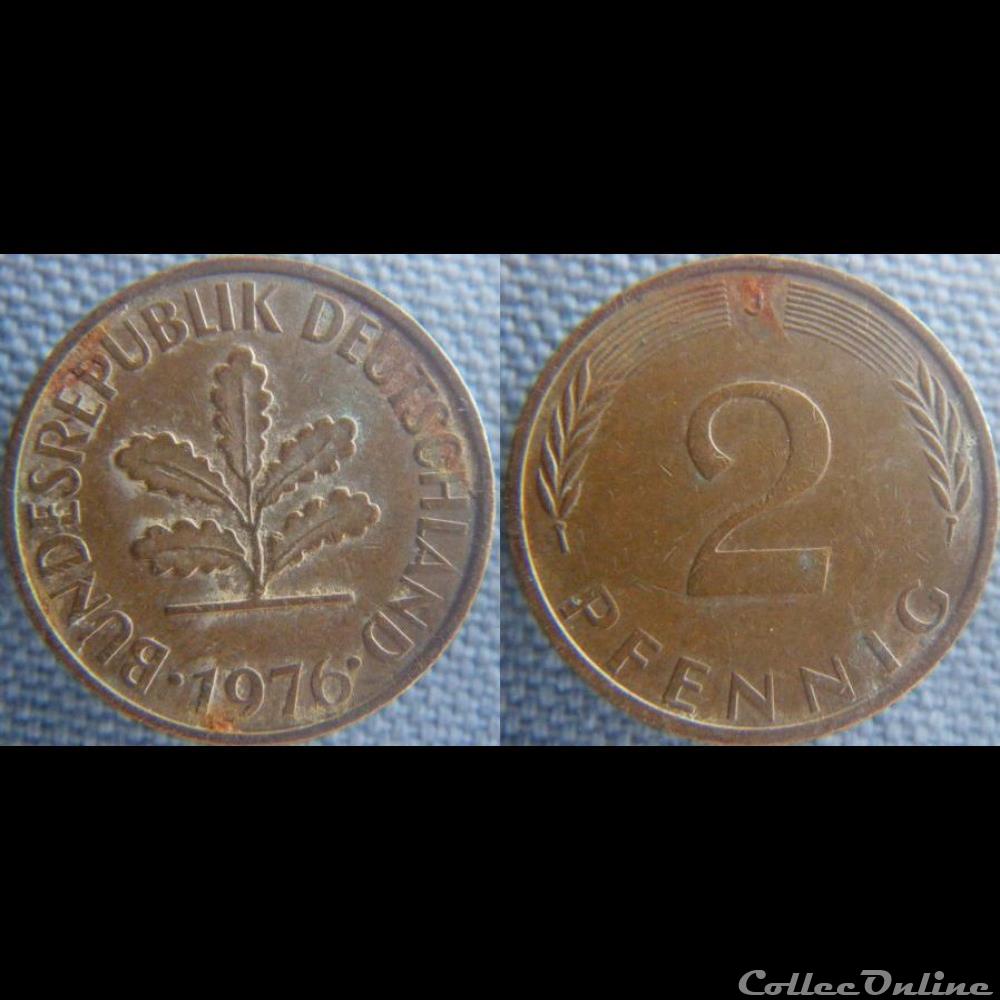 монета 2 пфеннига 1976 года цена