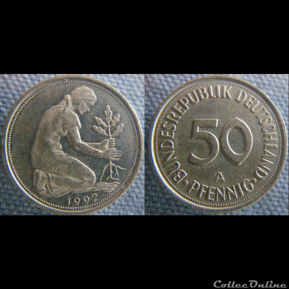 monnaie monde allemagne 50 pfennig 1992 a