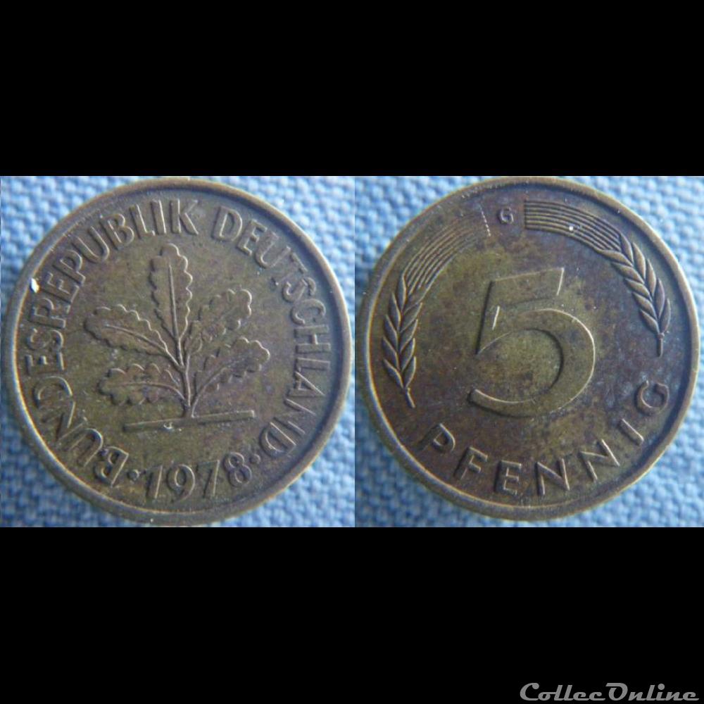 5 Pfennig 1978 G monnaie monde allemagne 5 pfennig 1978 g
