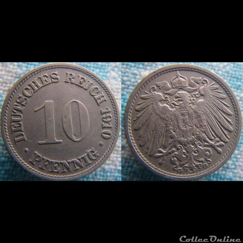 10 pfennig 1910 G monnaie monde allemagne 10 pfennig 1910 g