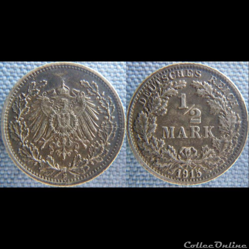 monnaie monde allemagne 1 2 mark 1915 f