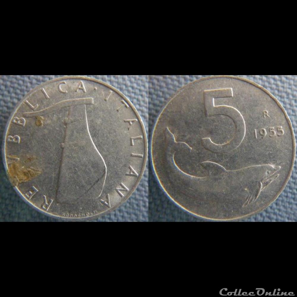 5 Lire 1955 monnaie monde italie 5 lire 1955