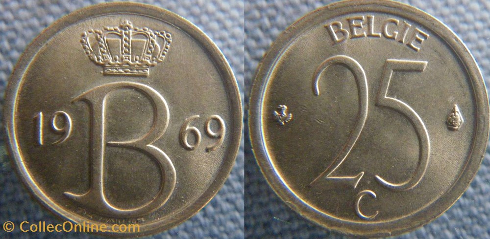 25 Centimes 1969 FL monnaie monde belgique 25 centimes 1969 fl