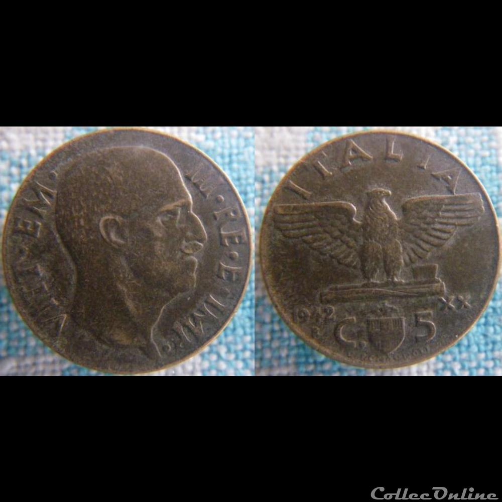 5 Centesimi 1942 monnaie monde italie 5 centesimi 1942