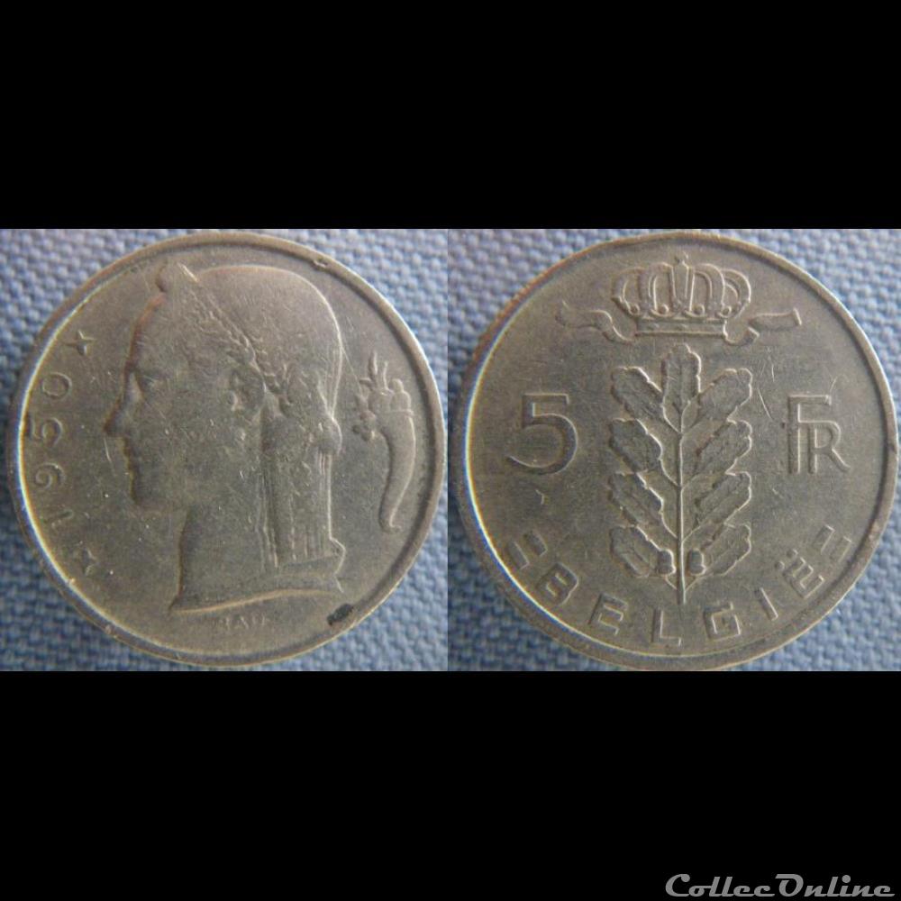 5 Francs 1950 fl monnaie monde belgique 5 francs 1950 fl