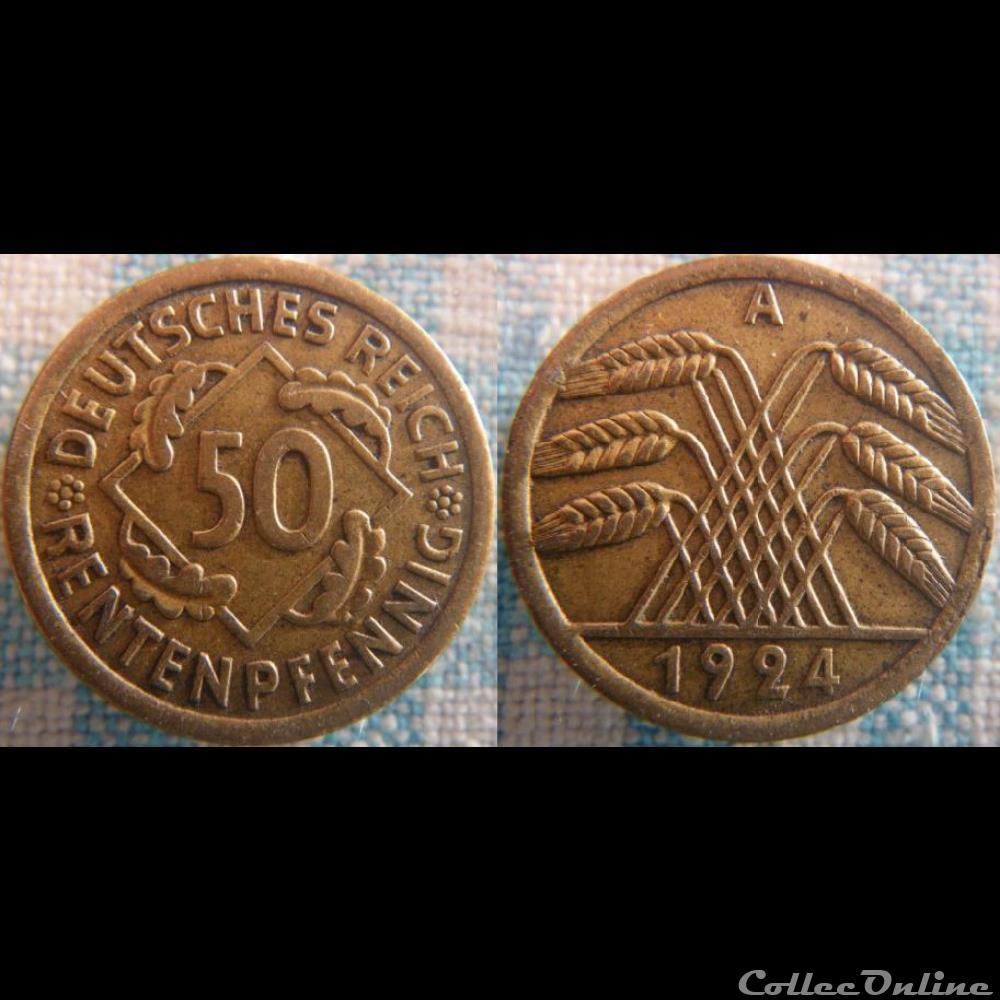 monnaie monde allemagne 50 rentenpfennig 1924 a
