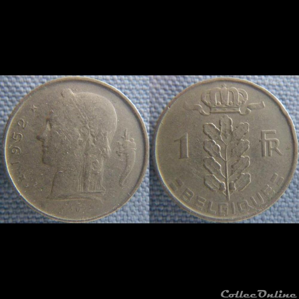 1 Franc 1952 fr monnaie monde belgique 1 franc 1952 fr