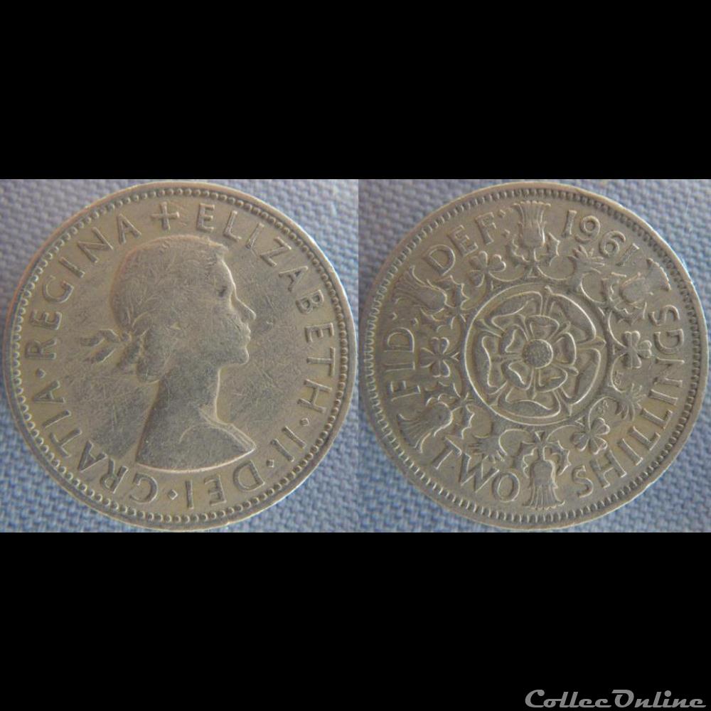 2 Shilling 1961 monnaie monde royaume uni 2 shilling 1961