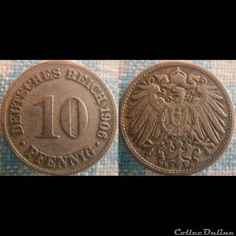 10 pfennig 1906 D monnaie monde allemagne 10 pfennig 1906 d