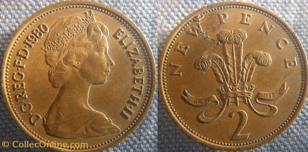 2 New Pence 1980 monnaie monde royaume uni 2 new pence 1980