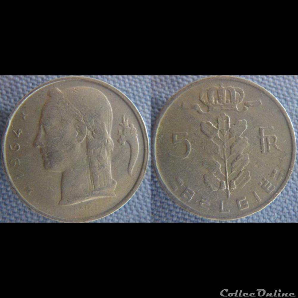 5 Francs 1964 fl monnaie monde belgique 5 francs 1964 fl