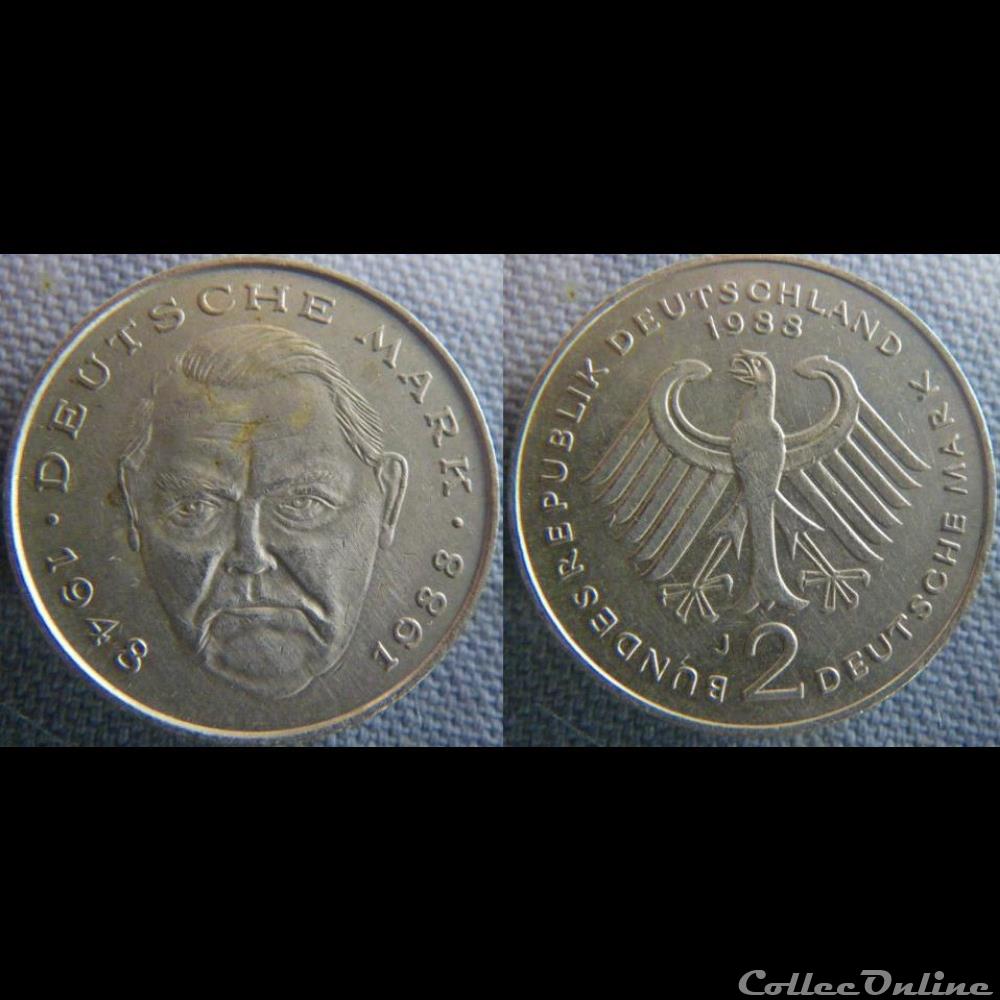 2 Mark 1988 J monnaie monde allemagne 2 mark 1988 j