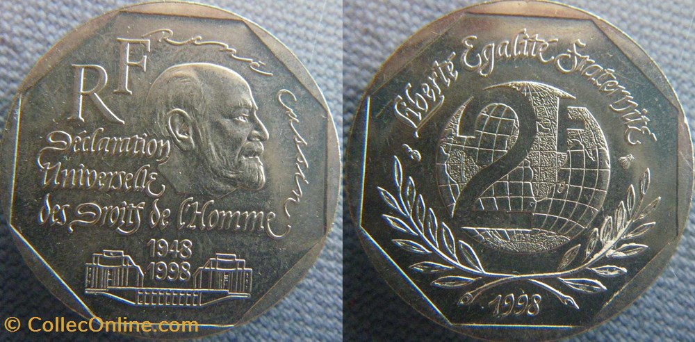 2 Francs 1998 René Cassin monnaies france modernes 2 francs 1998 rene cassin