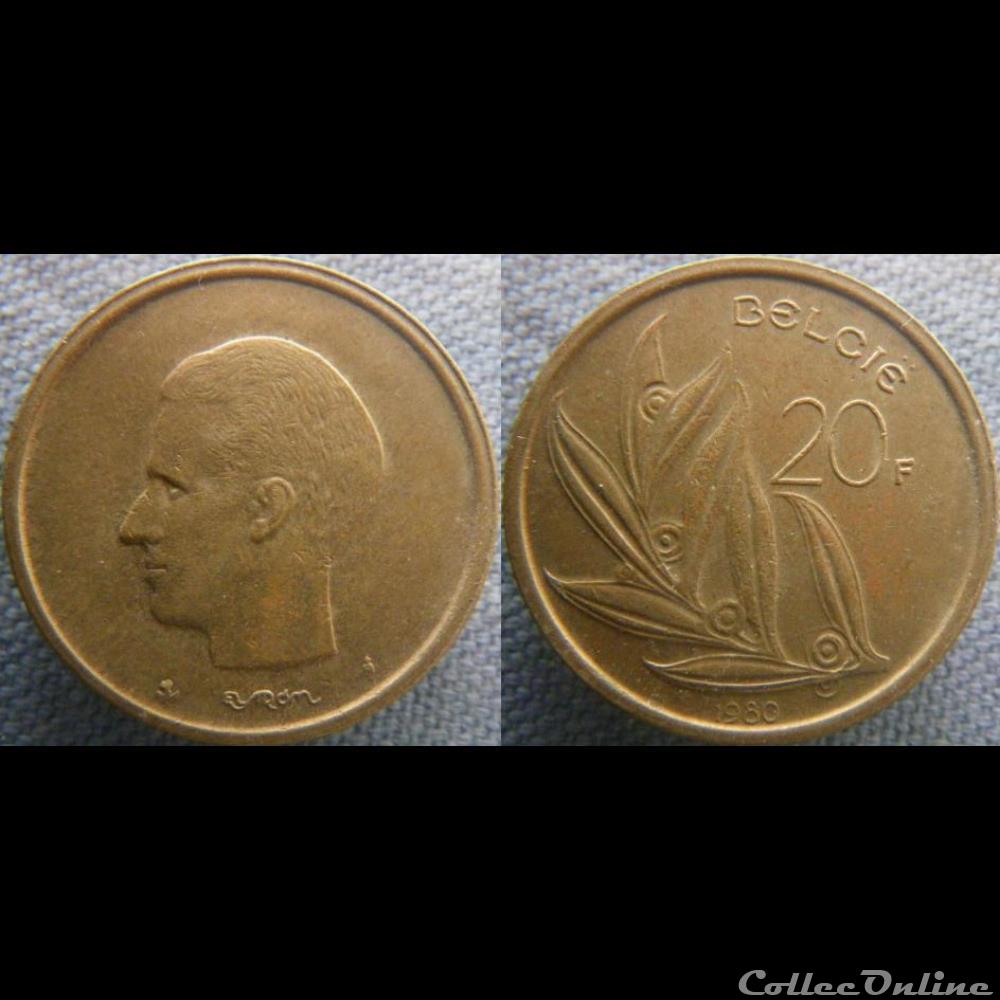 monnaie monde belgique 20 francs 1980 fl