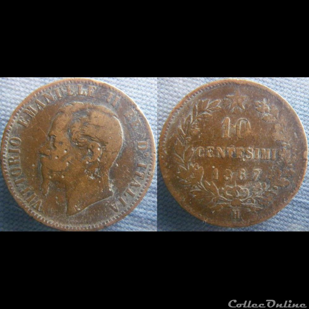 10 centesimi 1867 H monnaie monde italie 10 centesimi 1867 h