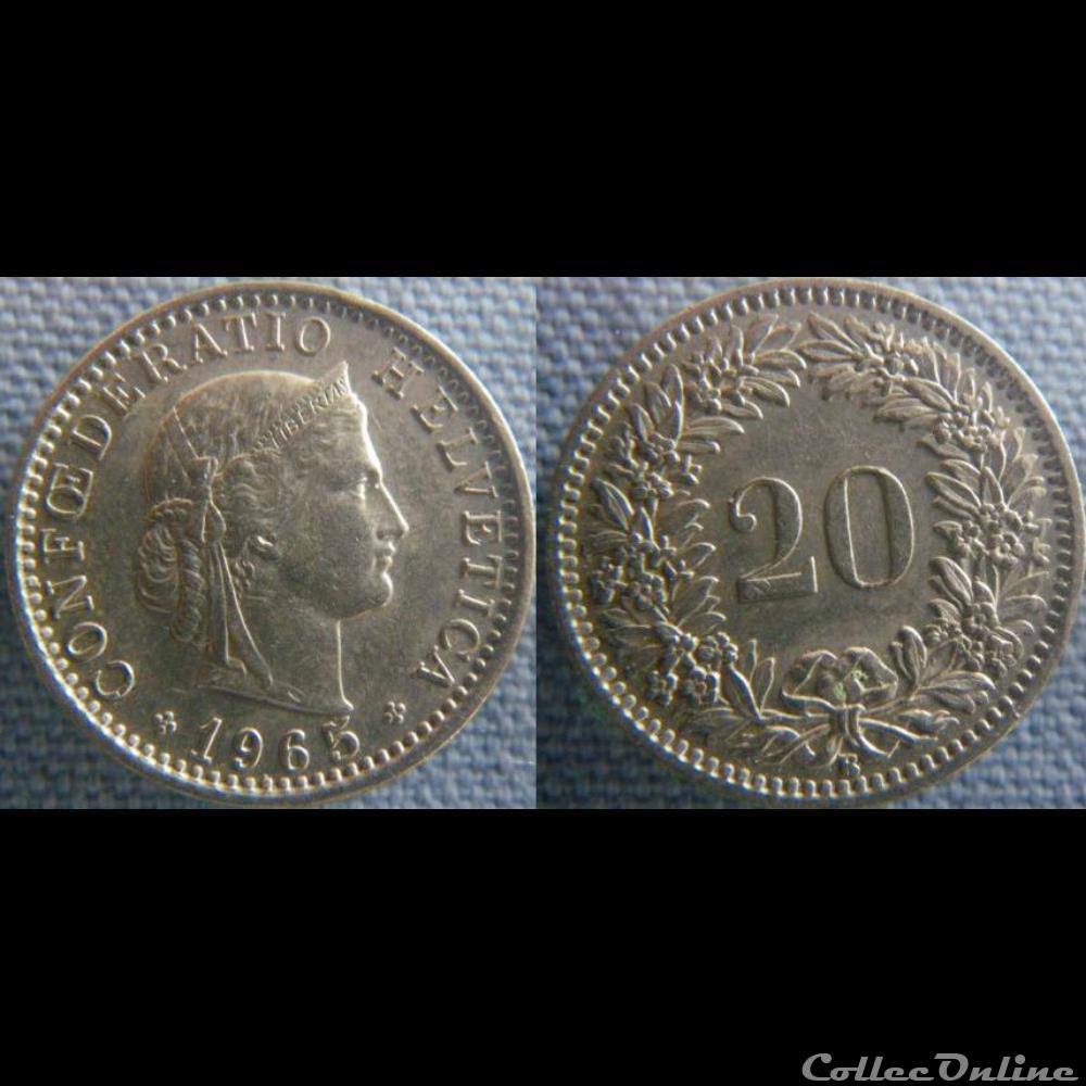 20 Rappen 1965 B monnaie monde suisse 20 rappen 1965 b
