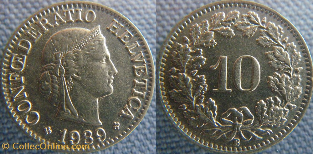10 Rappen 1939 B monnaie monde suisse 10 rappen 1939 b