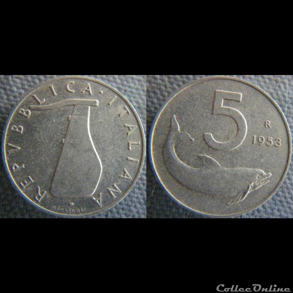 5 Lire 1953 monnaie monde italie 5 lire 1953