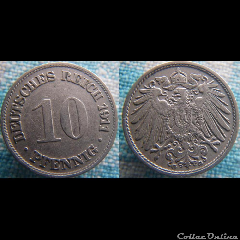 10 pfennig 1911 G monnaie monde allemagne 10 pfennig 1911 g